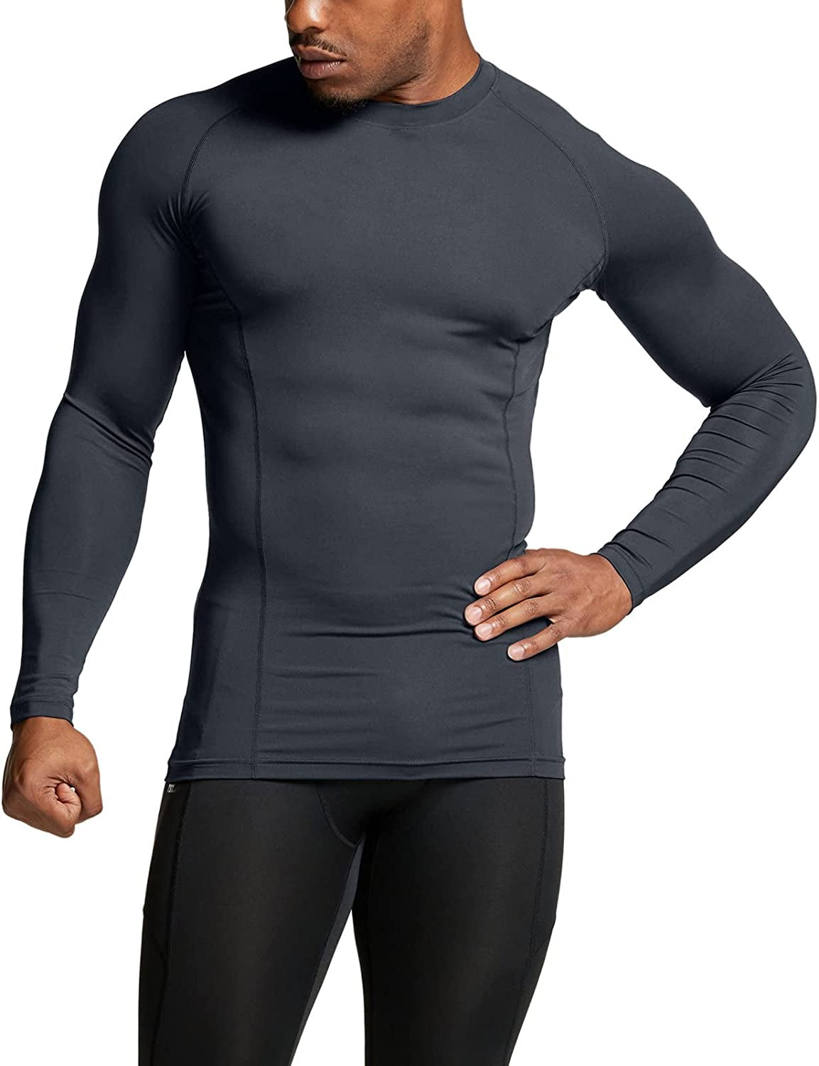Mens UPF 50+ Long Sleeve Rash Guard Compression Shirt
