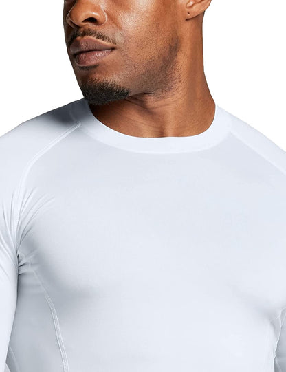 Mens UPF 50+ Long Sleeve Rash Guard Compression Shirt