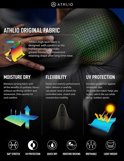 Mens UPF 50+ Long Sleeve Rash Guard Compression Shirt