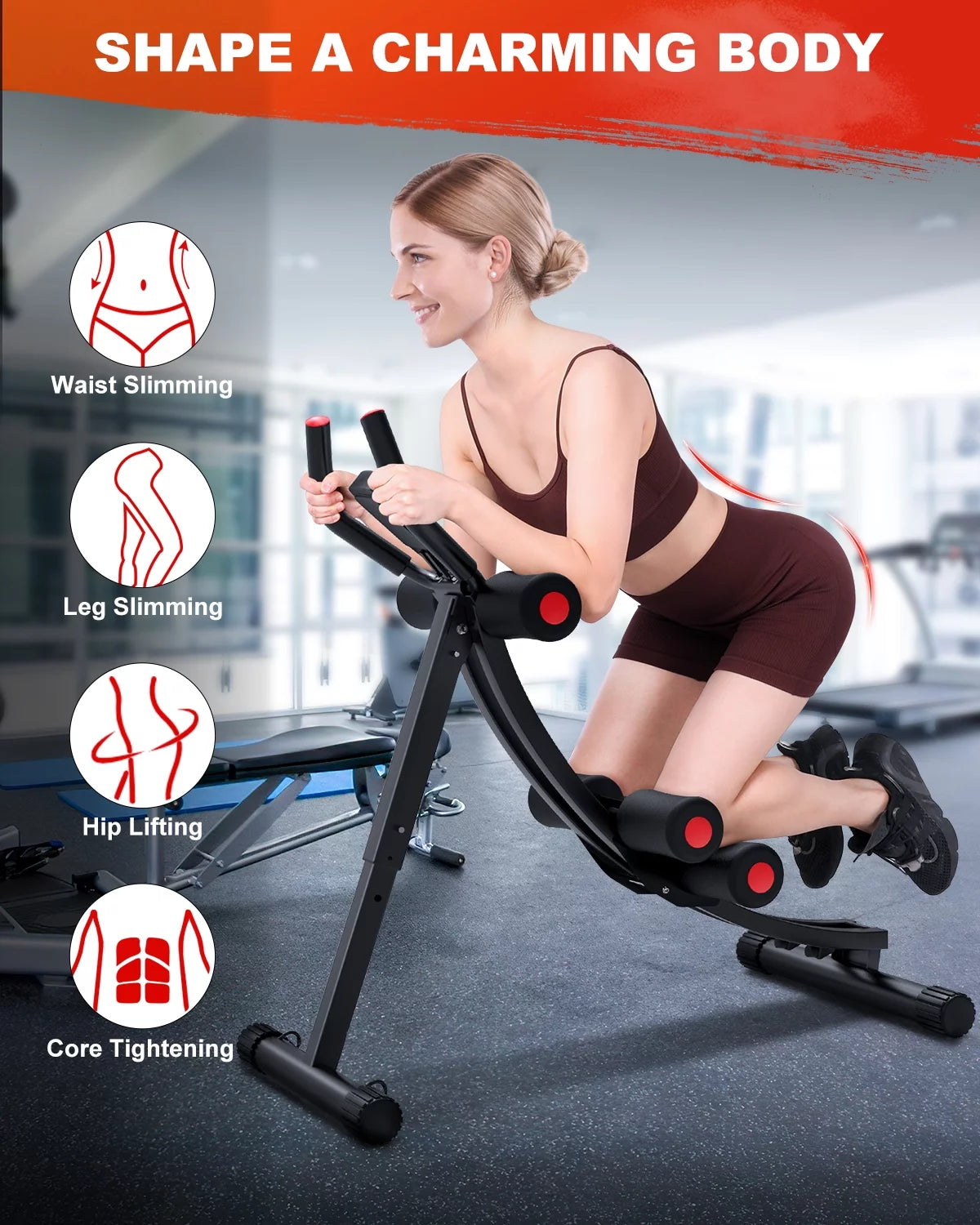 Foldable Ab Machine with LCD Display
