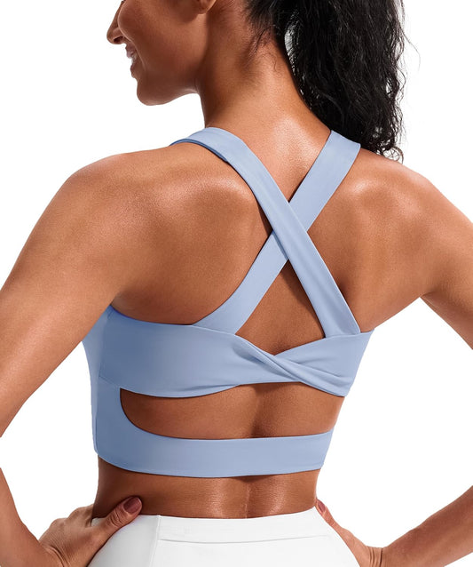 Womens Criss Cross Back Padded Sports Bra