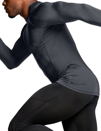 Mens UPF 50+ Long Sleeve Rash Guard Compression Shirt