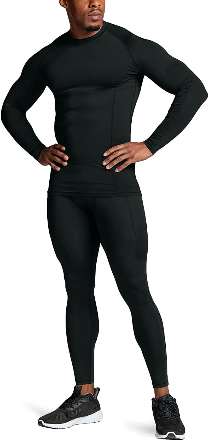 Mens UPF 50+ Long Sleeve Rash Guard Compression Shirt