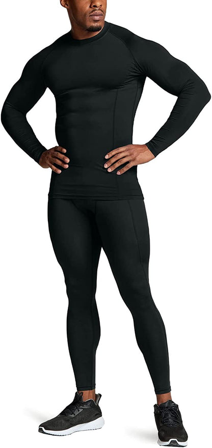 Mens UPF 50+ Long Sleeve Rash Guard Compression Shirt
