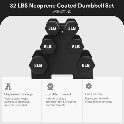 Neoprene Dumbbell Set with Stand