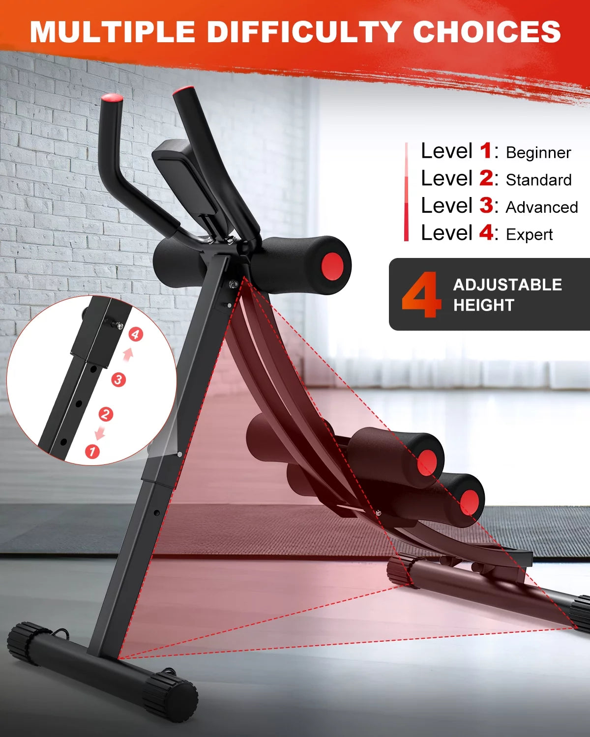 Foldable Ab Machine with LCD Display