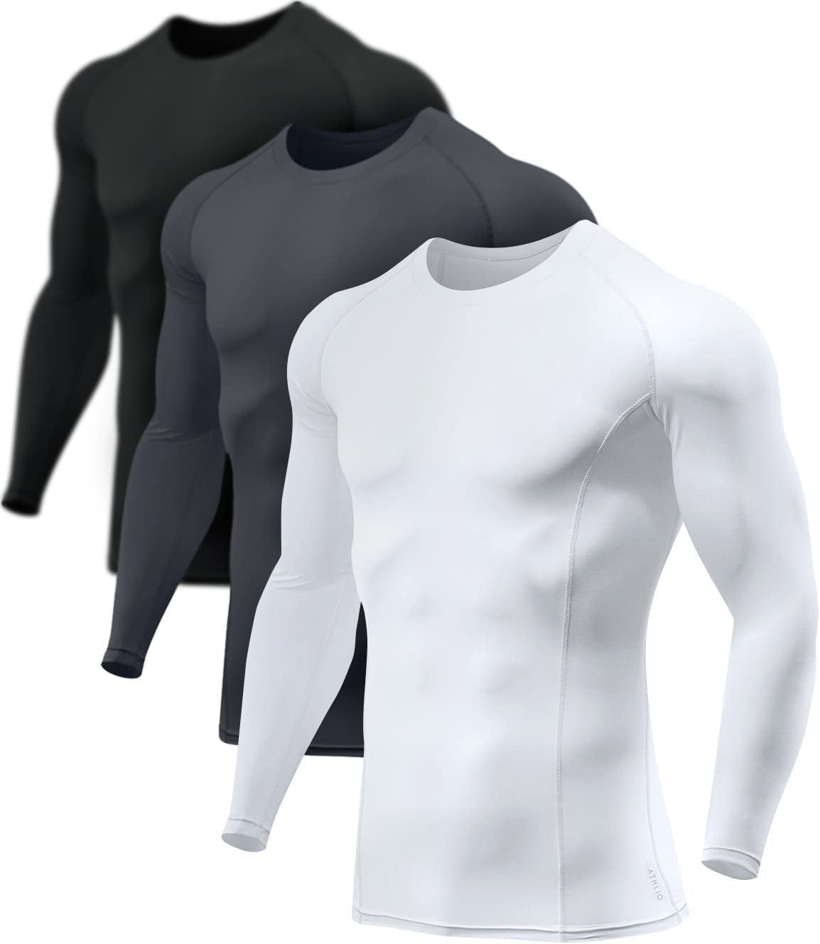 Mens UPF 50+ Long Sleeve Rash Guard Compression Shirt