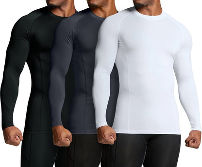 Mens UPF 50+ Long Sleeve Rash Guard Compression Shirt