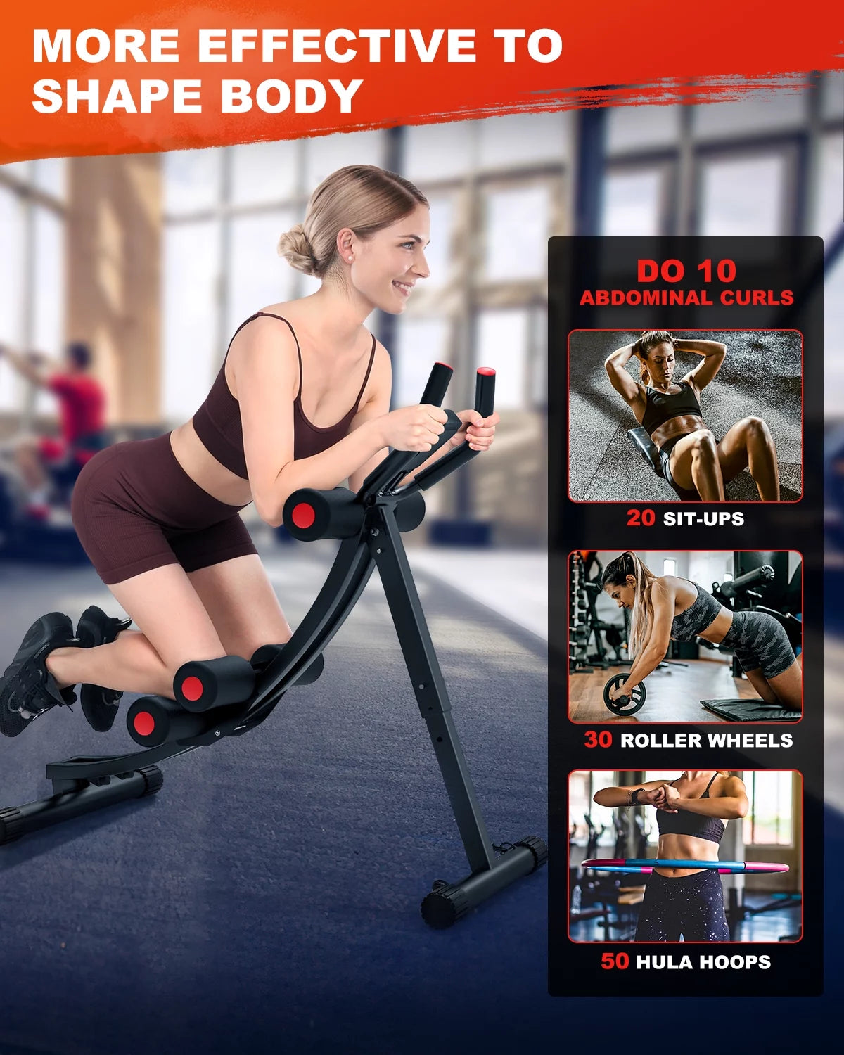 Foldable Ab Machine with LCD Display