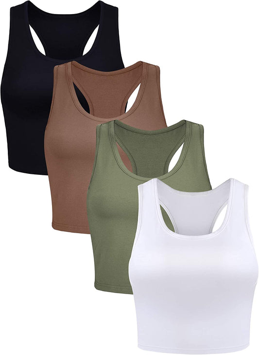Racerback Crop Tank Tops 4 Pack