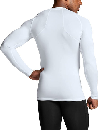 Mens UPF 50+ Long Sleeve Rash Guard Compression Shirt