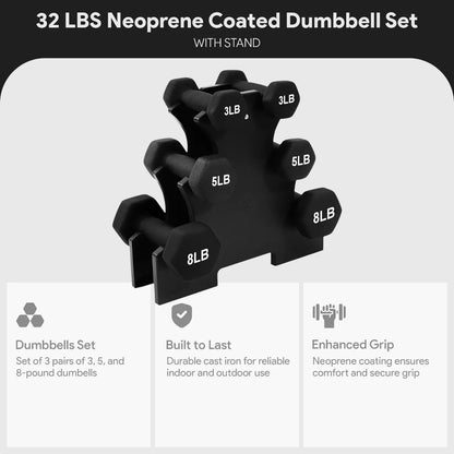 Neoprene Dumbbell Set with Stand